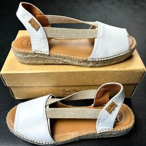 Womens Leather Espadrille Sandals Toni Pons Etna White Hand Stitched Size 9 NEW
